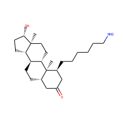 C[C@]12CC[C@H]3[C@@H](CC[C@H]4CC(=O)C[C@H](CCCCCCN)[C@@]43C)[C@@H]1CC[C@@H]2O ZINC000029050884