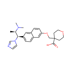 C[C@H]([C@@H](c1ccc2cc(OCC3(C(=O)O)CCOCC3)ccc2c1)n1ccnc1)N(C)C ZINC000040762411