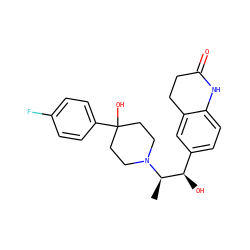 C[C@H]([C@H](O)c1ccc2c(c1)CCC(=O)N2)N1CCC(O)(c2ccc(F)cc2)CC1 ZINC000000598935