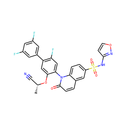 C[C@H](C#N)Oc1cc(-c2cc(F)cc(F)c2)c(F)cc1-n1c(=O)ccc2cc(S(=O)(=O)Nc3ccon3)ccc21 ZINC001772585145