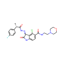 C[C@H](C(=O)N/N=C1\C(=O)Nc2ccc(C(=O)NCCN3CCOCC3)c(Cl)c21)c1ccc(F)cc1 ZINC000072180736