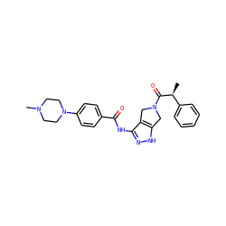 C[C@H](C(=O)N1Cc2[nH]nc(NC(=O)c3ccc(N4CCN(C)CC4)cc3)c2C1)c1ccccc1 ZINC000014951642