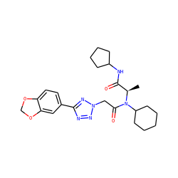 C[C@H](C(=O)NC1CCCC1)N(C(=O)Cn1nnc(-c2ccc3c(c2)OCO3)n1)C1CCCCC1 ZINC000095601681