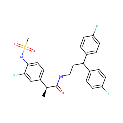 C[C@H](C(=O)NCCC(c1ccc(F)cc1)c1ccc(F)cc1)c1ccc(NS(C)(=O)=O)c(F)c1 ZINC000073239763
