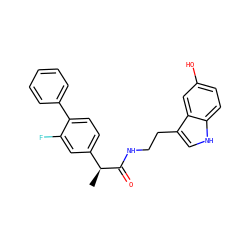 C[C@H](C(=O)NCCc1c[nH]c2ccc(O)cc12)c1ccc(-c2ccccc2)c(F)c1 ZINC000299823661