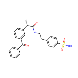 C[C@H](C(=O)NCCc1ccc(S(N)(=O)=O)cc1)c1cccc(C(=O)c2ccccc2)c1 ZINC000534877098