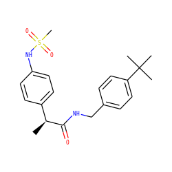 C[C@H](C(=O)NCc1ccc(C(C)(C)C)cc1)c1ccc(NS(C)(=O)=O)cc1 ZINC000084714498