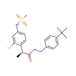 C[C@H](C(=O)NCc1ccc(C(C)(C)C)cc1)c1ccc(NS(C)(=O)=O)cc1Cl ZINC000038359585