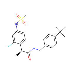 C[C@H](C(=O)NCc1ccc(C(C)(C)C)cc1)c1ccc(NS(C)(=O)=O)cc1F ZINC000038346547