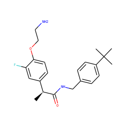 C[C@H](C(=O)NCc1ccc(C(C)(C)C)cc1)c1ccc(OCCN)c(F)c1 ZINC000084688067