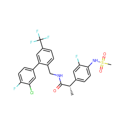 C[C@H](C(=O)NCc1ccc(C(F)(F)F)cc1-c1ccc(F)c(Cl)c1)c1ccc(NS(C)(=O)=O)c(F)c1 ZINC000060329084