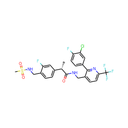 C[C@H](C(=O)NCc1ccc(C(F)(F)F)nc1-c1ccc(F)c(Cl)c1)c1ccc(CNS(C)(=O)=O)c(F)c1 ZINC000169711860