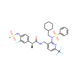 C[C@H](C(=O)NCc1ccc(C(F)(F)F)nc1N(CC1CCCCC1)S(=O)(=O)c1ccccc1)c1ccc(NS(C)(=O)=O)c(F)c1 ZINC000653713282