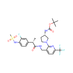 C[C@H](C(=O)NCc1ccc(C(F)(F)F)nc1N1CC[C@H](NC(=O)OC(C)(C)C)C1)c1ccc(NS(C)(=O)=O)c(F)c1 ZINC000095576267