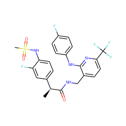 C[C@H](C(=O)NCc1ccc(C(F)(F)F)nc1Nc1ccc(F)cc1)c1ccc(NS(C)(=O)=O)c(F)c1 ZINC000060326896