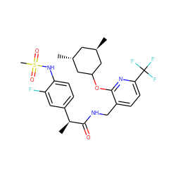 C[C@H](C(=O)NCc1ccc(C(F)(F)F)nc1OC1C[C@H](C)C[C@@H](C)C1)c1ccc(NS(C)(=O)=O)c(F)c1 ZINC000096270935