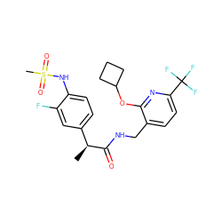 C[C@H](C(=O)NCc1ccc(C(F)(F)F)nc1OC1CCC1)c1ccc(NS(C)(=O)=O)c(F)c1 ZINC000060327139