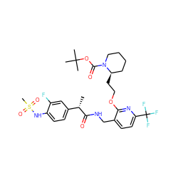 C[C@H](C(=O)NCc1ccc(C(F)(F)F)nc1OCC[C@@H]1CCCCN1C(=O)OC(C)(C)C)c1ccc(NS(C)(=O)=O)c(F)c1 ZINC000096270913