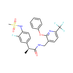 C[C@H](C(=O)NCc1ccc(C(F)(F)F)nc1Oc1ccccc1)c1ccc(NS(C)(=O)=O)c(F)c1 ZINC000096270911