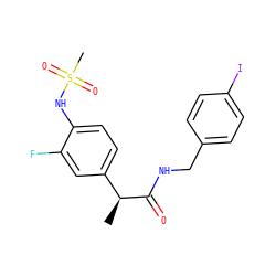 C[C@H](C(=O)NCc1ccc(I)cc1)c1ccc(NS(C)(=O)=O)c(F)c1 ZINC000082158042