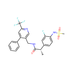 C[C@H](C(=O)NCc1cnc(C(F)(F)F)cc1-c1ccccc1)c1ccc(NS(C)(=O)=O)c(F)c1 ZINC000060328619