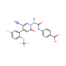 C[C@H](C(=O)Nc1ccc(C(=O)O)cc1)n1cc(C#N)c(-c2cc(Cl)ccc2OC(F)(F)F)cc1=O ZINC001772619531