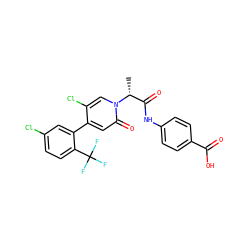 C[C@H](C(=O)Nc1ccc(C(=O)O)cc1)n1cc(Cl)c(-c2cc(Cl)ccc2C(F)(F)F)cc1=O ZINC001772593106