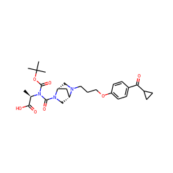 C[C@H](C(=O)O)N(C(=O)OC(C)(C)C)C(=O)N1C[C@@H]2C[C@H]1CN2CCCOc1ccc(C(=O)C2CC2)cc1 ZINC000026834000