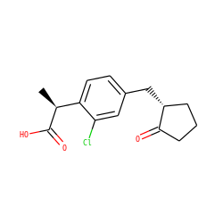 C[C@H](C(=O)O)c1ccc(C[C@@H]2CCCC2=O)cc1Cl ZINC000072107697