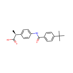C[C@H](C(=O)O)c1ccc(NC(=O)c2ccc(C(C)(C)C)cc2)cc1 ZINC000166733524