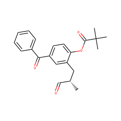 C[C@H](C=O)Cc1cc(C(=O)c2ccccc2)ccc1OC(=O)C(C)(C)C ZINC000026003529
