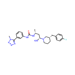 C[C@H](C[C@@H](N)N1CCC[C@@H](Cc2ccc(F)cc2)C1)NC(=O)Nc1cccc(-c2nnnn2C)c1 ZINC000029129994