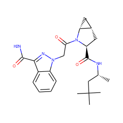 C[C@H](CC(C)(C)C)NC(=O)[C@@H]1C[C@H]2C[C@H]2N1C(=O)Cn1nc(C(N)=O)c2ccccc21 ZINC000210632134