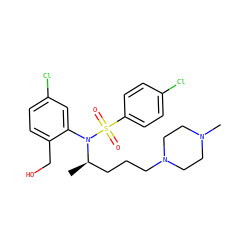C[C@H](CCCN1CCN(C)CC1)N(c1cc(Cl)ccc1CO)S(=O)(=O)c1ccc(Cl)cc1 ZINC000028978203