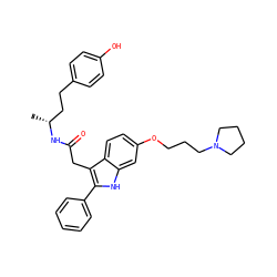 C[C@H](CCc1ccc(O)cc1)NC(=O)Cc1c(-c2ccccc2)[nH]c2cc(OCCCN3CCCC3)ccc12 ZINC000028892292