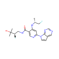 C[C@H](CF)Nc1cc(-n2ccc3cncnc32)ncc1C(=O)NC[C@@H](F)C(C)(C)O ZINC001772584783