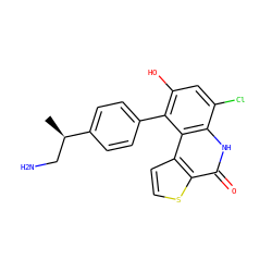 C[C@H](CN)c1ccc(-c2c(O)cc(Cl)c3[nH]c(=O)c4sccc4c23)cc1 ZINC000165039182