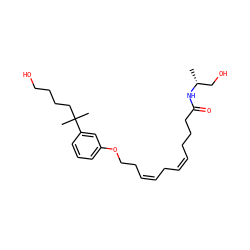 C[C@H](CO)NC(=O)CCC/C=C\C/C=C\CCOc1cccc(C(C)(C)CCCCO)c1 ZINC000028875822