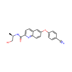 C[C@H](CO)NC(=O)c1ccc2cc(Oc3ccc(C#N)cc3)ccc2n1 ZINC000584630219