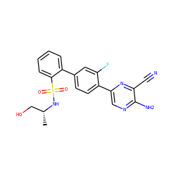 C[C@H](CO)NS(=O)(=O)c1ccccc1-c1ccc(-c2cnc(N)c(C#N)n2)c(F)c1 ZINC000224761525
