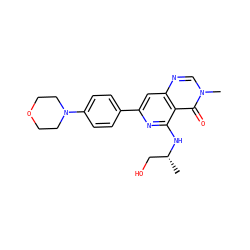 C[C@H](CO)Nc1nc(-c2ccc(N3CCOCC3)cc2)cc2ncn(C)c(=O)c12 ZINC000115625502