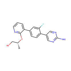 C[C@H](CO)Oc1ncccc1-c1ccc(-c2cnc(N)nc2)c(F)c1 ZINC000224816896