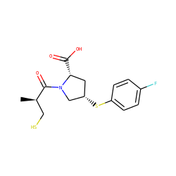 C[C@H](CS)C(=O)N1C[C@@H](Sc2ccc(F)cc2)C[C@H]1C(=O)O ZINC000040466879