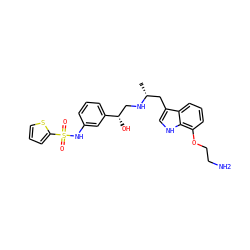 C[C@H](Cc1c[nH]c2c(OCCN)cccc12)NC[C@H](O)c1cccc(NS(=O)(=O)c2cccs2)c1 ZINC000028384370