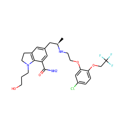 C[C@H](Cc1cc2c(c(C(N)=O)c1)N(CCCO)CC2)NCCOc1cc(Cl)ccc1OCC(F)(F)F ZINC000653831333