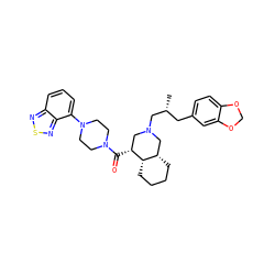C[C@H](Cc1ccc2c(c1)OCO2)CN1C[C@@H](C(=O)N2CCN(c3cccc4nsnc34)CC2)[C@H]2CCCC[C@H]2C1 ZINC000049792929