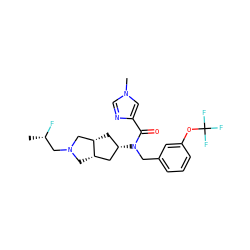 C[C@H](F)CN1C[C@H]2C[C@@H](N(Cc3cccc(OC(F)(F)F)c3)C(=O)c3cn(C)cn3)C[C@H]2C1 ZINC000101322161