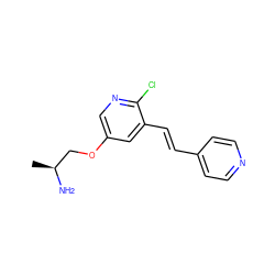 C[C@H](N)COc1cnc(Cl)c(/C=C/c2ccncc2)c1 ZINC000013819719