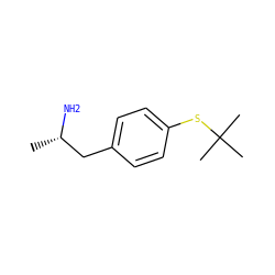 C[C@H](N)Cc1ccc(SC(C)(C)C)cc1 ZINC000049020134