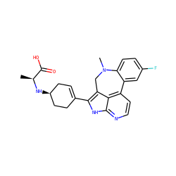 C[C@H](N[C@H]1CC=C(c2[nH]c3nccc4c3c2CN(C)c2ccc(F)cc2-4)CC1)C(=O)O ZINC001772624295